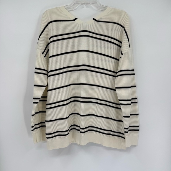 Talbots Women’s Size XL Cream Black Stripe Pullover Long Sleeve Tunic Sweater - Picture 7 of 11